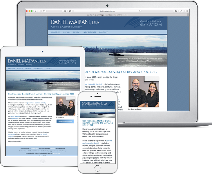 Screenshots: Dentist's website